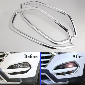 

BBQ@FUKA ABS Chrome Car Bumper Front Fog Light Lamp Frame Trim ABS For Hyundai Tucson 2016+