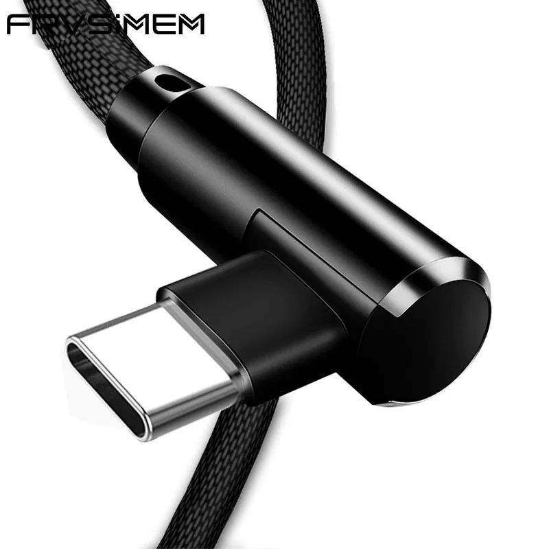 

2.4A USB Type C 90 Degree USB C Cable for Samsung Galaxy S10 S9 Plus Xiaomi Mi 9 8 6 MAX 3 LG USB C P30 Fast Charging Data Cable
