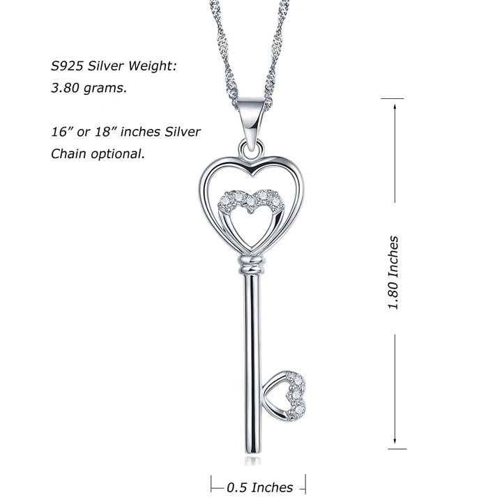 720silver key pendant size