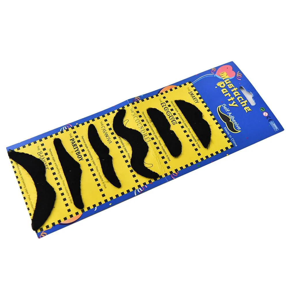 Novelty Fake Mustaches,42 Pcs Self Adhesive Fake Beard,Funny Mustaches for Masquarade,Halloween,Birthday and Fiesta Party