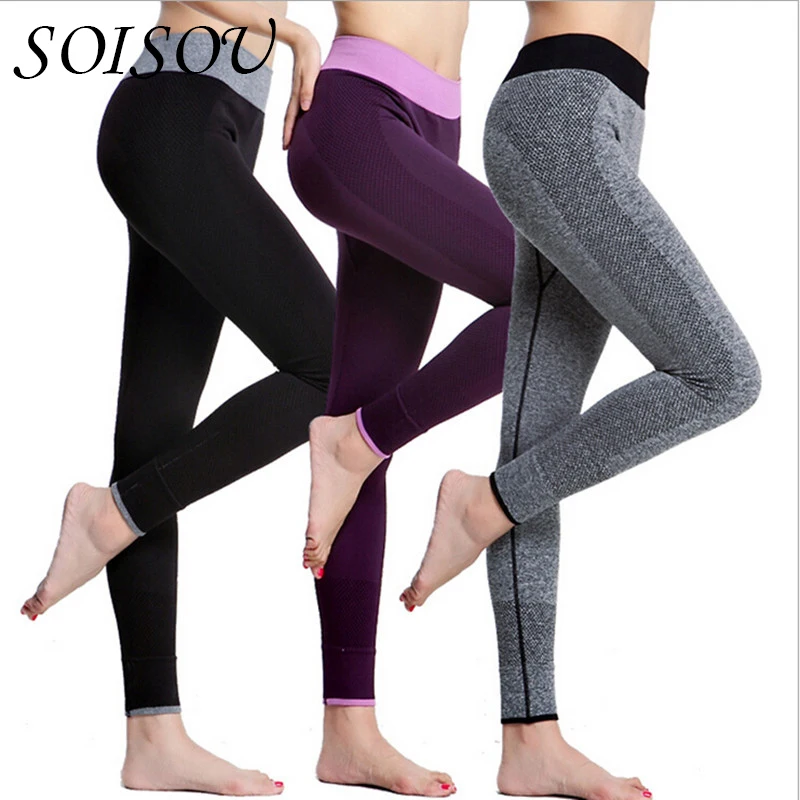 

SOISOU S-XL Mid Waist Plus Size Elastic Women Pants Leggings For Bodybuilding Fitness Clothing Jegging Leggins