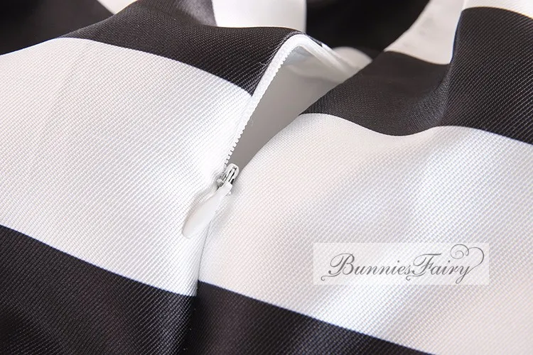 BunniesFairy летняя новинка Женская Черно-белая горизонтальная полоса геометрический принт плиссированная юбка миди для офиса