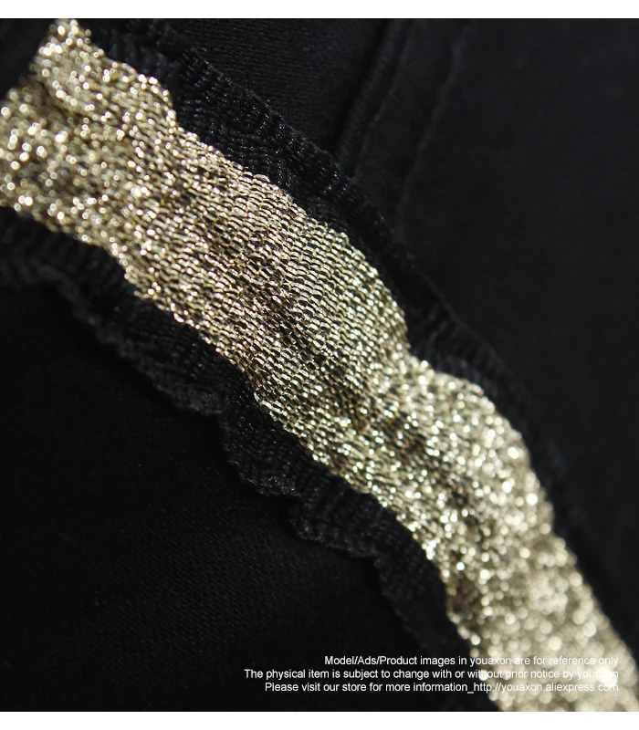 2151 Youaxon Новое поступление черные джинсы с золотыми полосками по бокам женские эластичные джинсовые узкие брюки-карандаш брюки для женщин