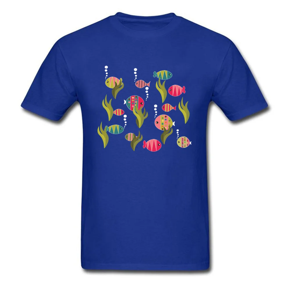 Fishes T-Shirt Newest Short Sleeve Street Cotton Crew Neck Mens Tops Tees Printed T-Shirt Summer Autumn Drop Shipping Fishes blue
