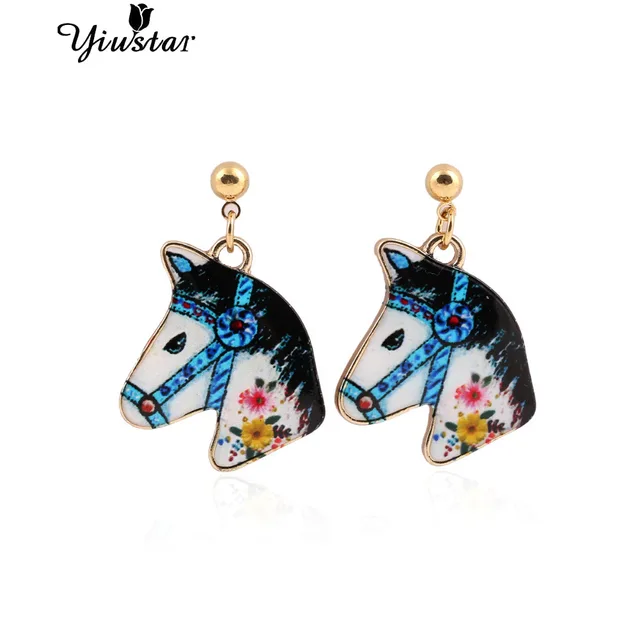 Yiustar 2017 New Fashion Hand Drawing Horse Head Earrings For Women Yiustar 2017 New Fashion Hand Drawing Horse Head Earrings For Women Oeh030