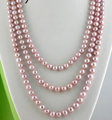 

Jew2636 80" 8-9mm nature purple round f pearl necklace (A0513)