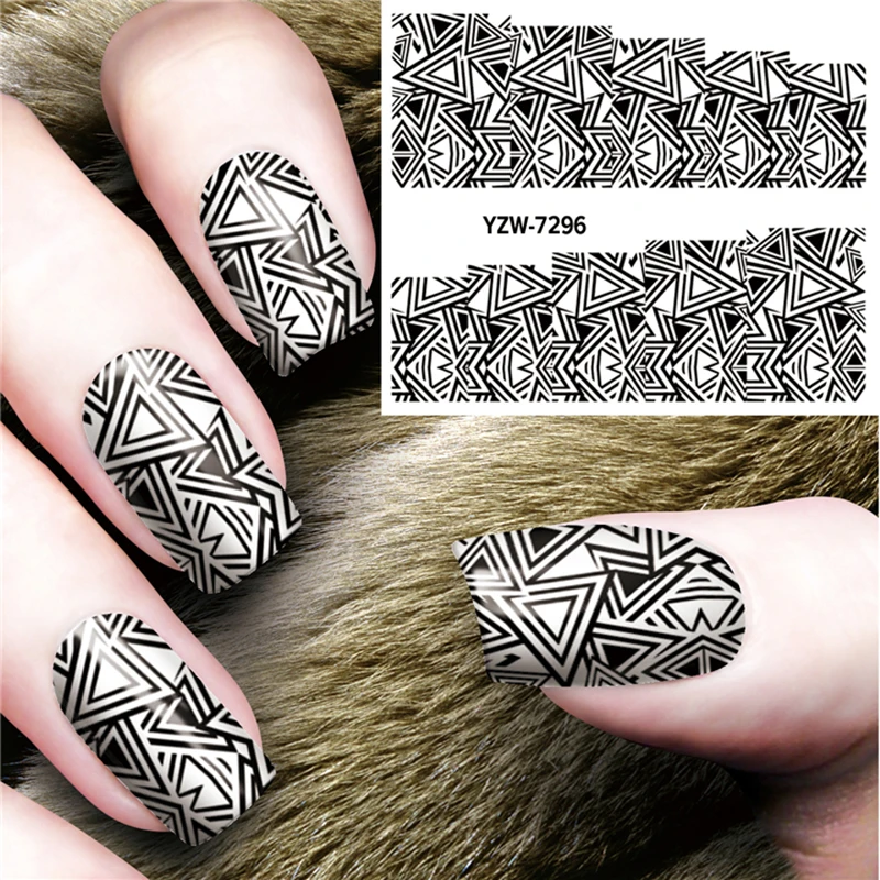 

French Grid Geometry Nails Sticker Art Black White Gel Nail Decals 2017 Nail Vinyl Nails Tools Waterproof Slider Tattoo Art