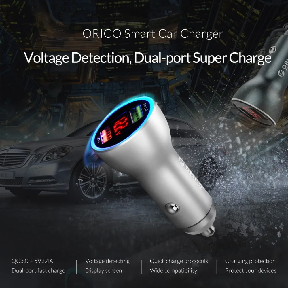 ORICO سيارة شاحن يو اس بي سريعة تهمة 3.0 2.0 الهاتف المحمول شاحن 2 منفذ USB سريع سيارة شاحن آيفون سامسونج اللوحي