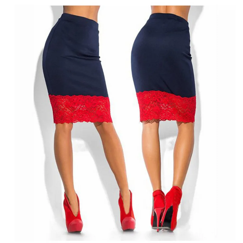 

Summer Women Pencil Skirt Sexy Female Stretch Ladies Crochet Lace High Waist Short Mini Office Blck Bodycon Boho Skirt