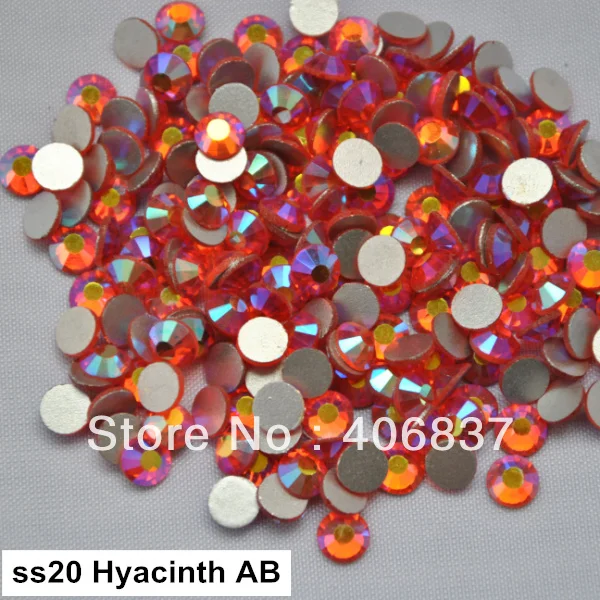 

Free Shipping! 1440pcs/Lot, ss20 (4.8-5.0mm) Hyacinth AB Flat Back Non Hotfix Glue On Nail Art Rhinestones