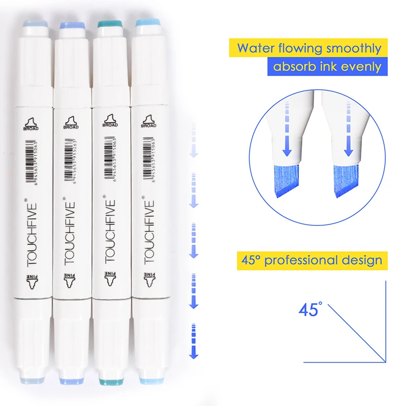 Touchfive 40/60/80/168 Цвет маркеры для анимации ручка Набор для рисования эскизные ручки для рисования на спиртовой основе товары для рукоделия с 6 подарки