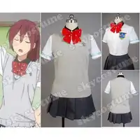 Free! Iwatobi Club Go Matsuoka Iwatobi High School Summer Girl T-shirt+Bow tie+Pleated Skirt+Socks Cosplay Costume Full Set