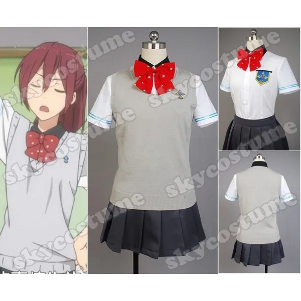 Бесплатно! Клуб Iwatobi Go Matsuoka летняя школьная футболка для девочек + галстук-бабочка