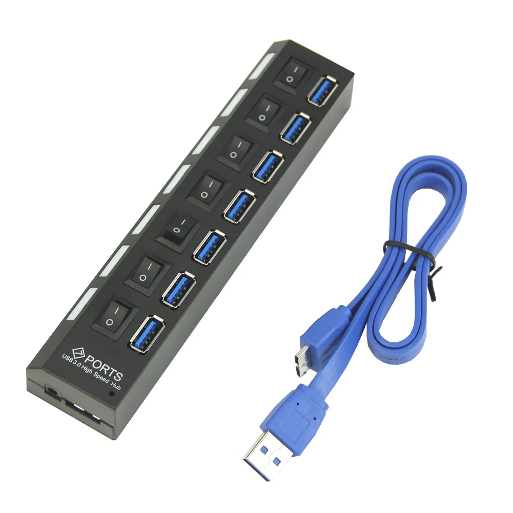 

7/4 Port USB 3.0 Hub With On/Off Switch For PC Laptop TR