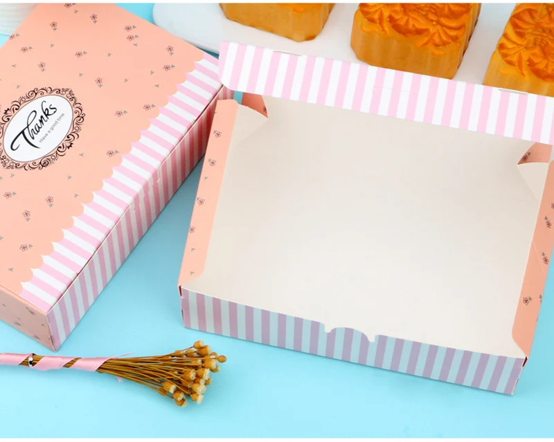 10 шт. спасибо розовый конфетный торт Сезон: Осень Бумага коробка 4/6 шт. для лунных пряников упаковка, картонная коробка для мыло ручной работы в коробке для подарка печенья
