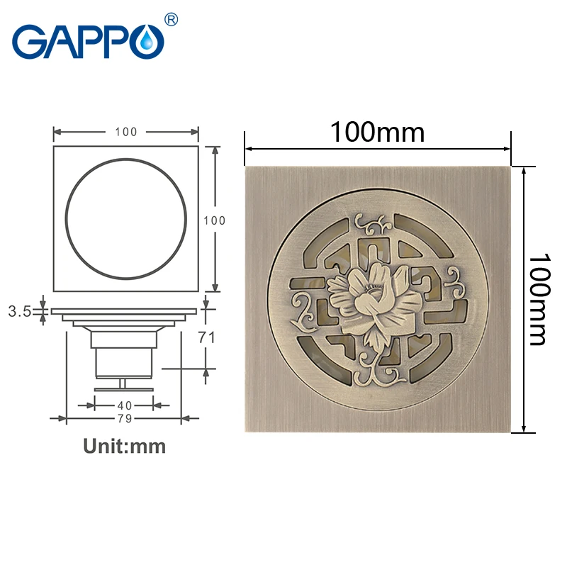 GAPPO черные сливы ванная комната трап душевой сток в полу квадратная латунь хром вилки душ сливная пробка