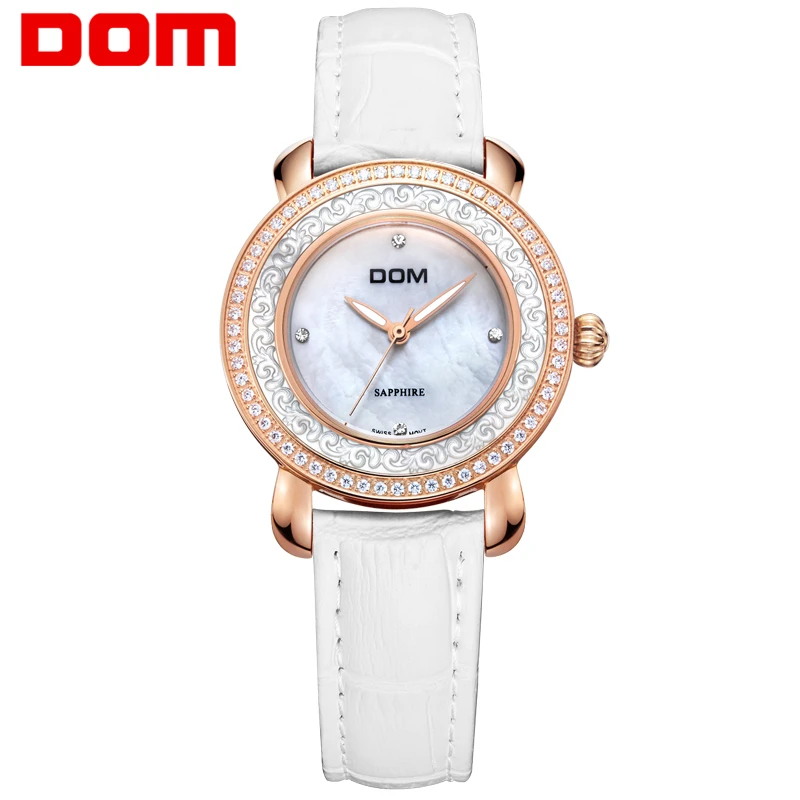 

DOM Women's Watches Top Luxury Brand Watches Waterproof Sapphire Crystal Woman Quartz Leather Strap Wrist Watch Clock G-86