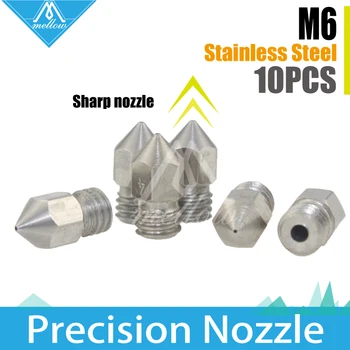 

Hot 10pcs 3D Printer MK8 Makerbot i3 stainless steel M6 Nozzle Mixed Sizes 0.2mm/0.3mm/0.4mm/0.5 Extruder Print Head For 1.75MM