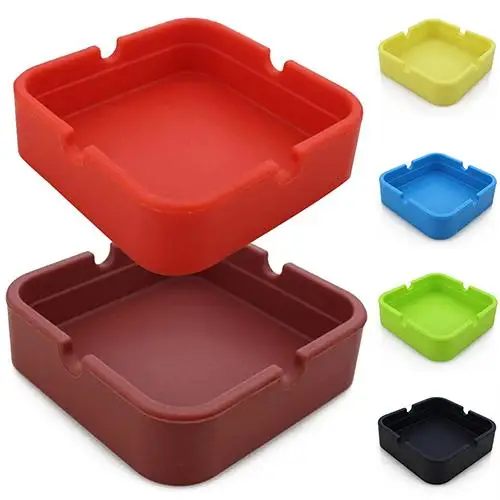 

Home Office Square Eco-Friendly Silicone High Temperature Heat Resistant Design Ashtray