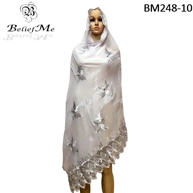 Африканский шарф, Африканский мусульманский женский шарф с вышивкой, многофункциональные шарф-шали wrpas, серый шарф - Цвет: BM248 10