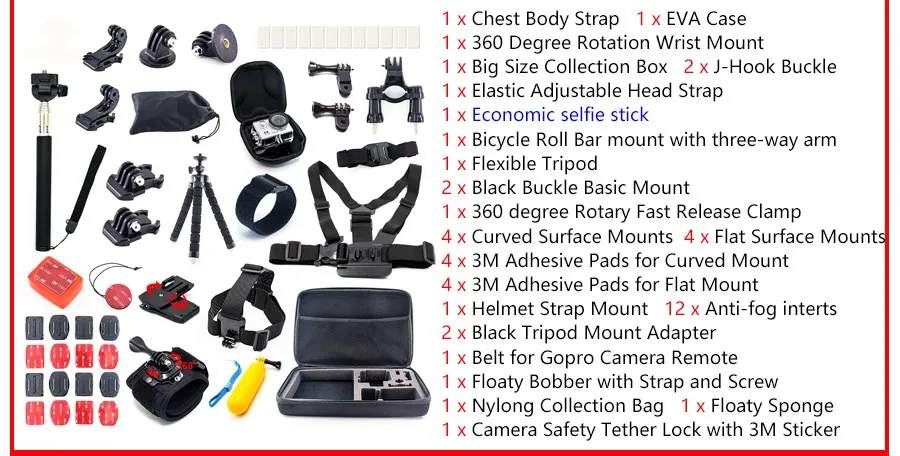 Для Go Pro hero 6 5 Чехол штатив крепление селфи Палка Набор для Xiaomi yi 4 k Gopro 6 5 4 3 SJCAM экшн Спортивная камера аксессуары комплект