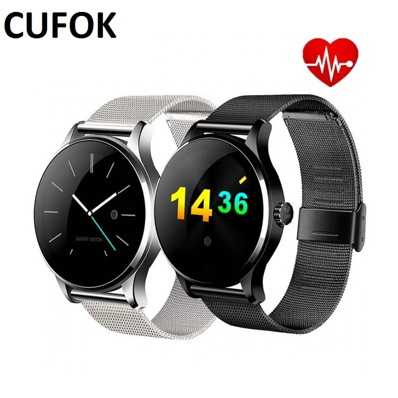 

CUFOK K88H Smart Watch Round Screen watches Heart Rate Monitor Bluetooth smartWatch For Android IOS Phone iphone Apple Samsung