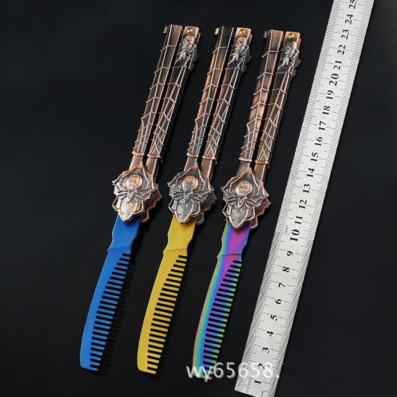 

Black widow Metal Foldable comb hair brush Butterfly like comb knife hair comb
