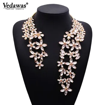 

2019 Spring Summer Hot Fashion Jewelry Gem Crystal Flower Choker Necklace Trendy Party Gift Statement Necklace for Women XG587