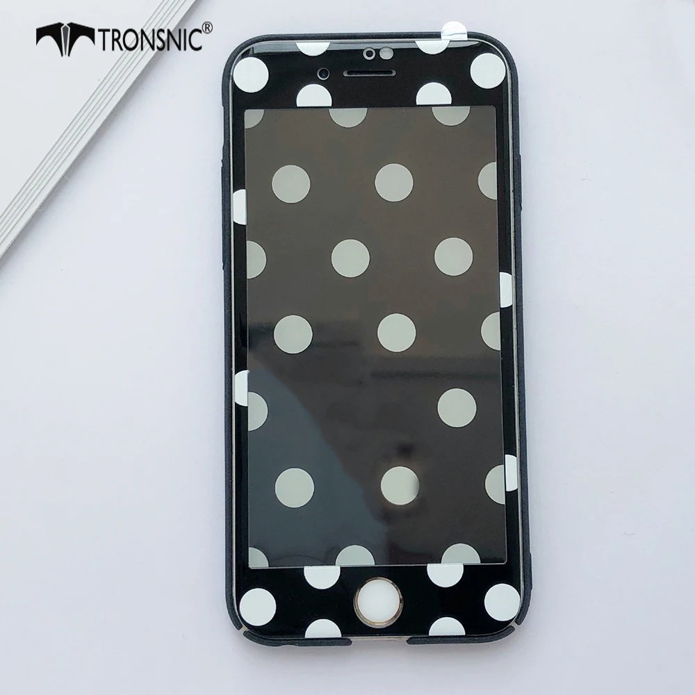 

Tronsnic Tempered Glass Screen Protectors for iPhone X Polka Dots Black Tempered Glass Films White Pink for iPhone 6 6s 7 8 Plus