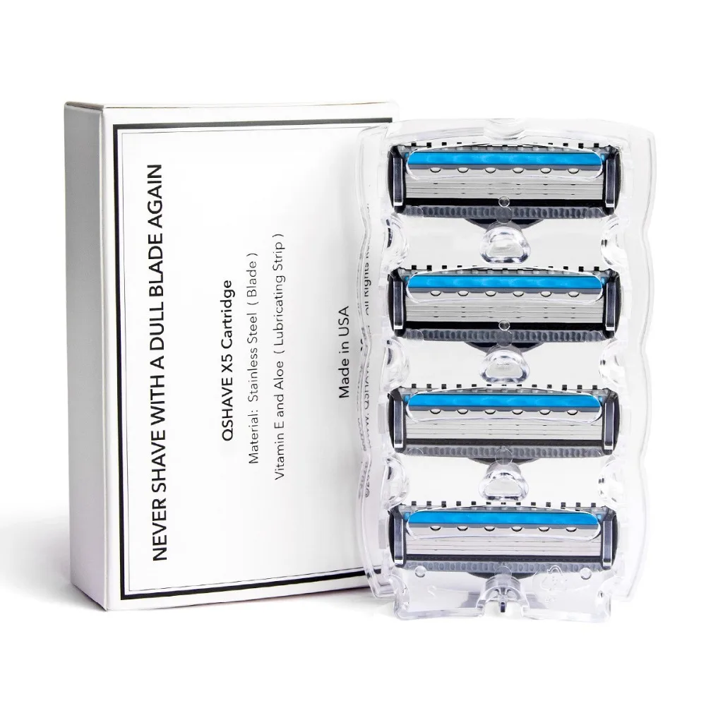 Мужская бритва QShave Blue 10 картриджей и 1 ручка (5 шт. лезвие X3 5 X5 ручка)|men shaving razor|shaving