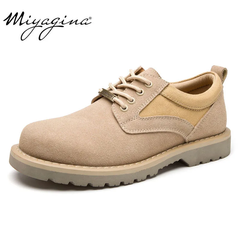 

MIYAGINA New Spring Men Boots 100% Genuine Leather Martin Boots Fashion Round Toe Breathable Ankle Boots for Men Casual Shoes