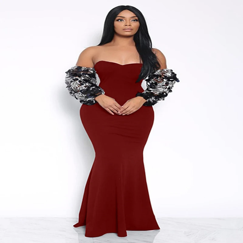 

2018 New Fashion Plus Size Maxi Desses Women Casual Christmas Long Bandage Dress Embroidery Sequins Sexy Bodycon Party Dress