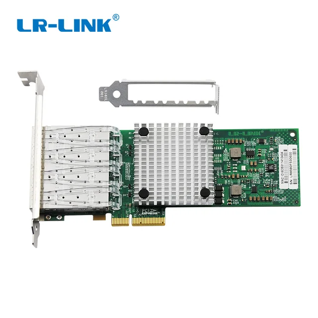 Cheap LR-LINK 9704HF-4SFP Gigabit Ethernet Fiber Optic Lan Adapter Quad Port PCI-E Network Car Intel 82580 Compatible I340F4/ E1G44HF