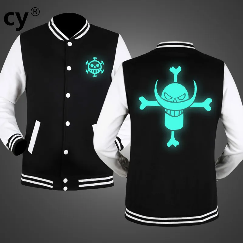 

Animated cartoon king of sea comic baseball clothing young men women students loose coat shiny at night Luminous jacket