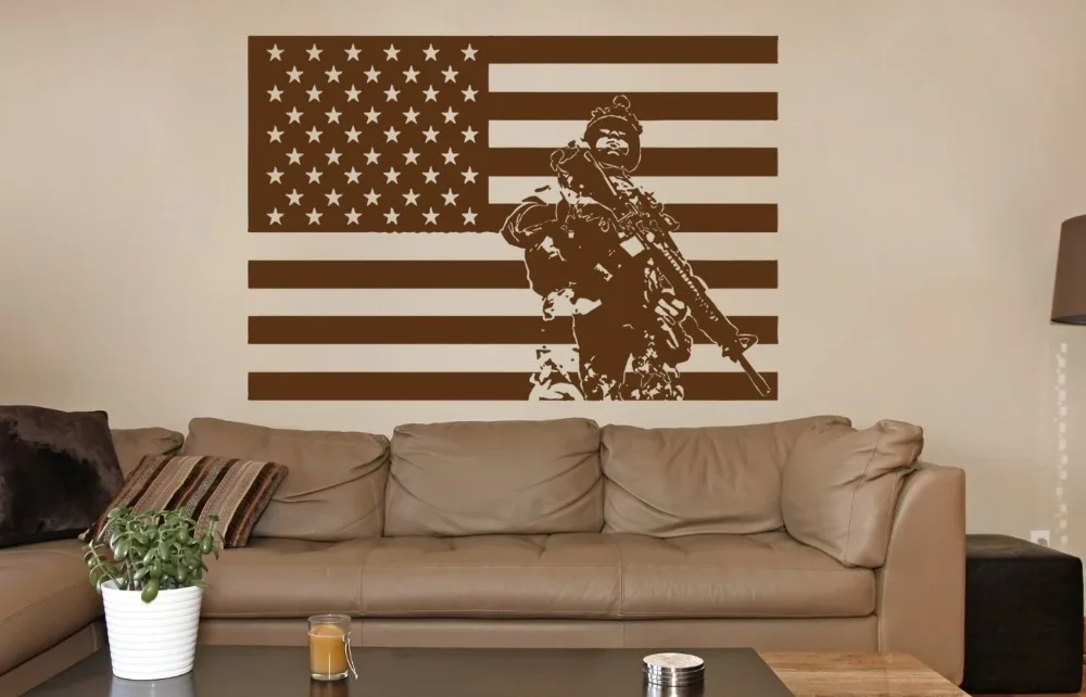 Removable Wall Decal Sticker Army soldier military weapons American