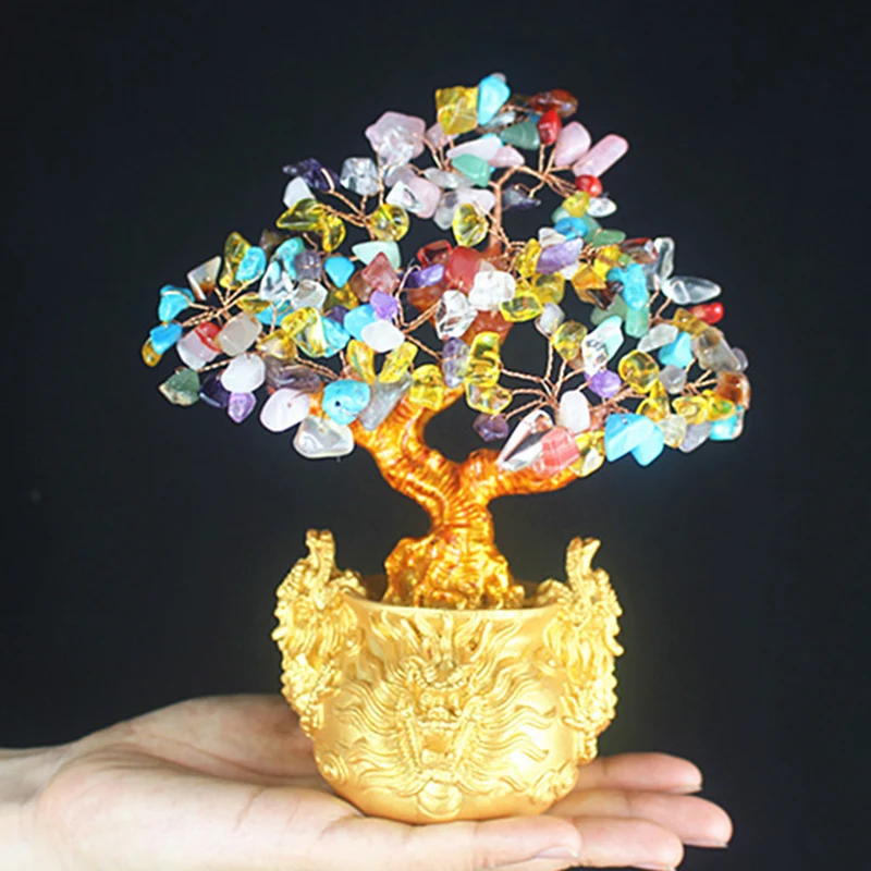 1 шт. фэн-шуй деньги счастливые богатые дерево ремесло натуральный кристалл офис Домашний декор комнаты - Цвет: Mix Color