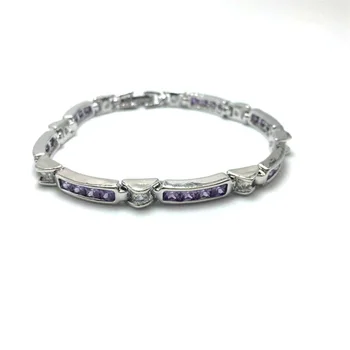 

New Arrive Bracelets&Bangles purple AAA Cubic Zircon Bracelet white White Gold color Women Bangle Free Shipping