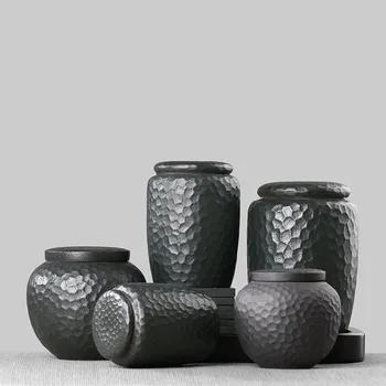 

Vintage Tea Storage Jar Ceramic Pottery Seal Caddy Tea Ceremony Accessories Teaware Container Coffee Beans Nuts Cans Tanks Decor