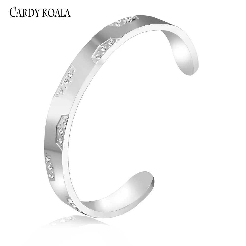 

Cardy Koala 5mm women crystal Silver Bracelet high quality Stainless Steel Cuff Bangle Bracelet fashion women with jewelry