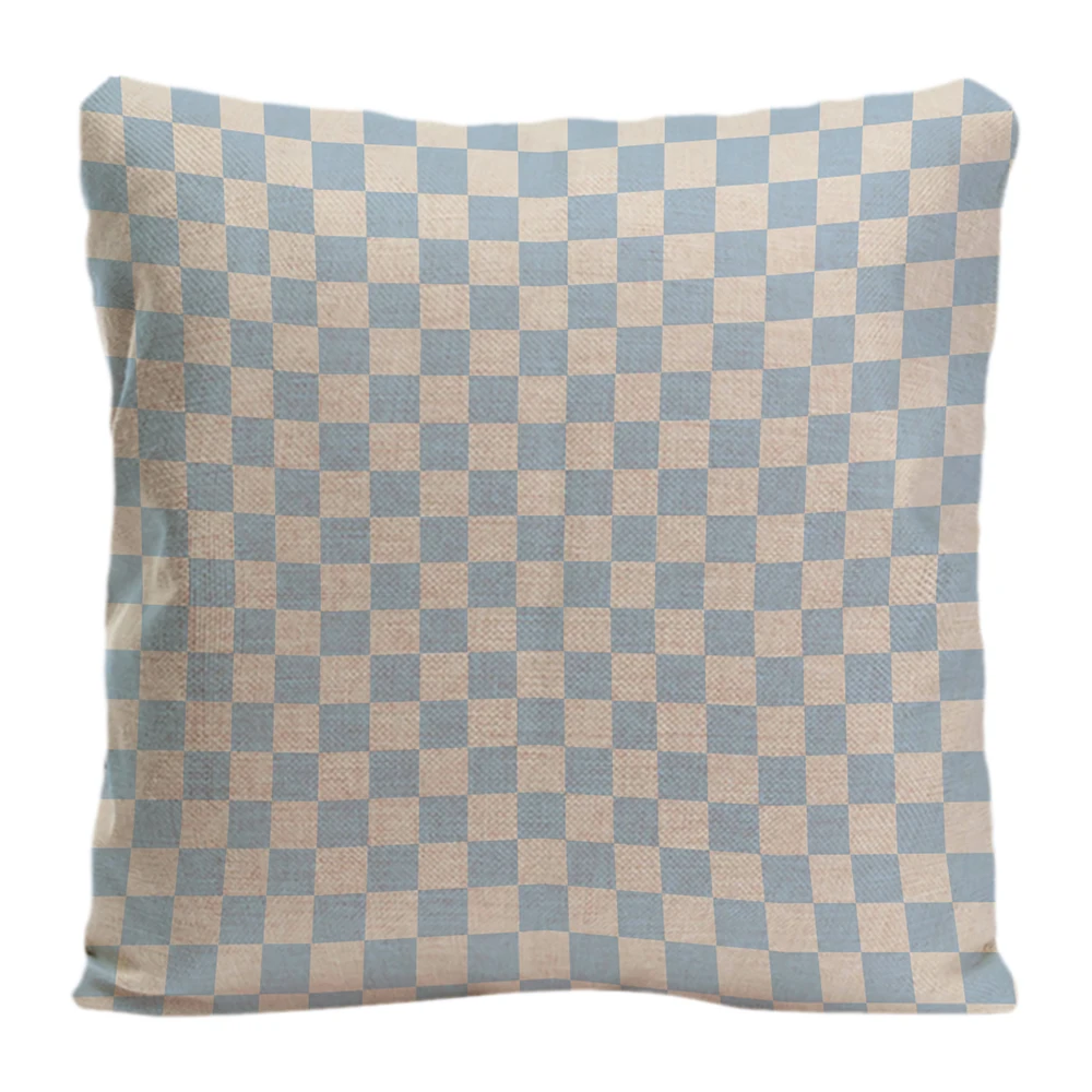 Classic Squares Printing Throw Pillow Case Decorative Light Blue