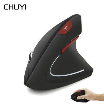 

CHUYI Wireless Vertical Mouse Ergonomic Gaming Mause USB Optical 800-1200-1600DPI Computer Mice With Mouse Pad Kit For Laptop PC
