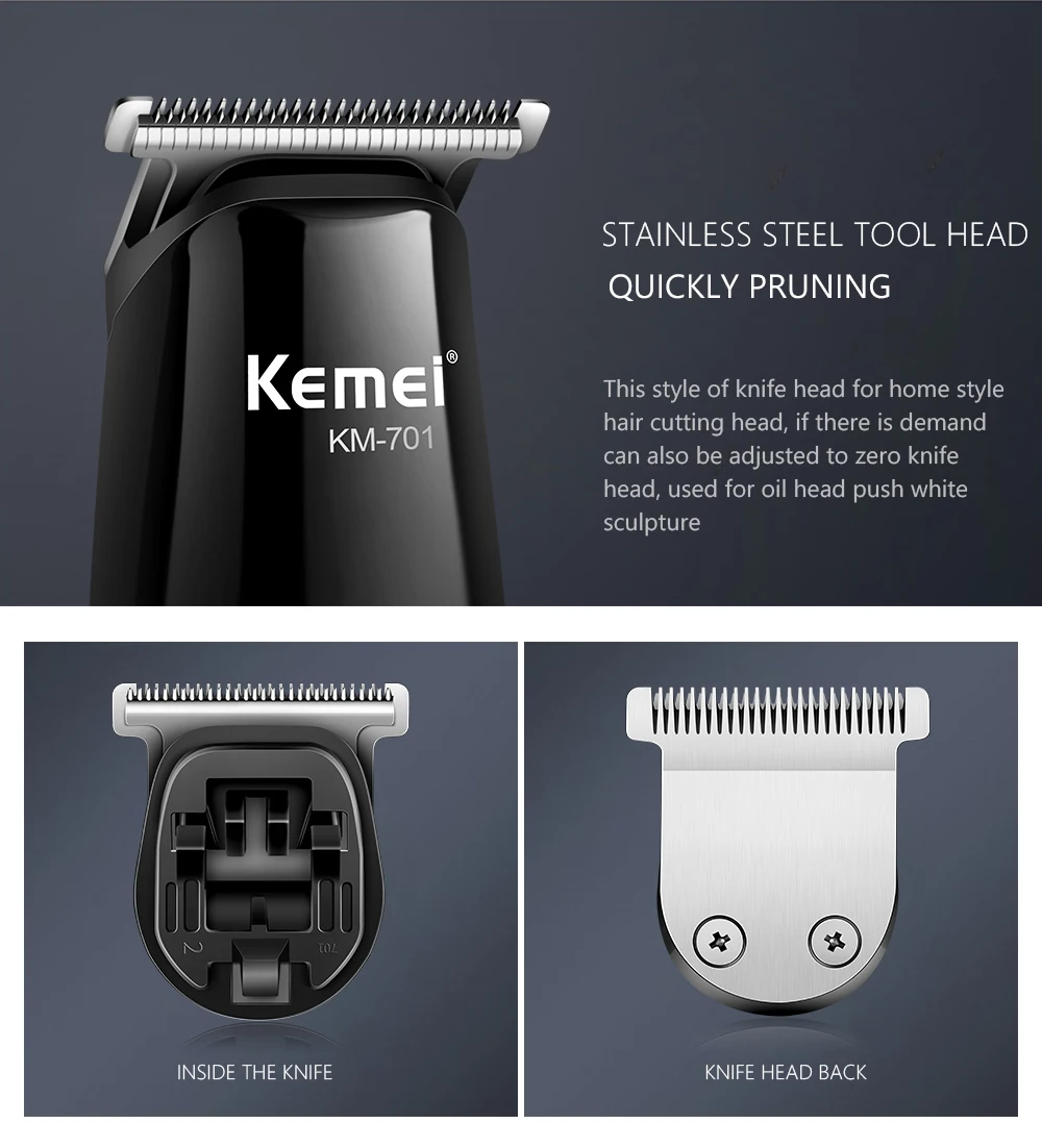 Kemei Slick-back машинка для стрижки волос с проволокой случайных двух различных головок резака и лимит гребни стрижка машина 40D