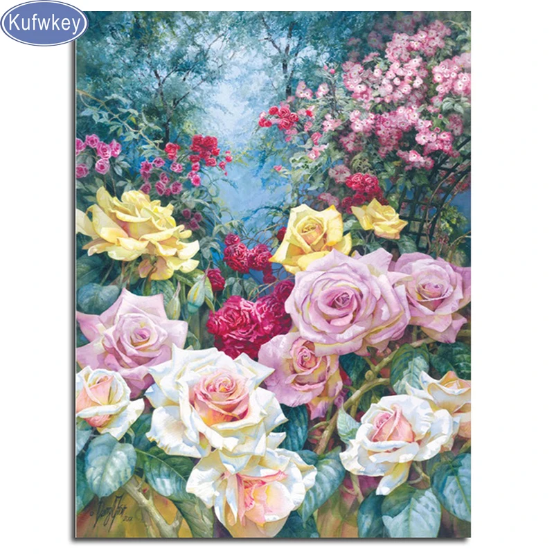 

Kufwkey Top sales diamond painting"rose"diy 5d diamond embroidery flower painting mosaic diamond with paint christmas card,decor