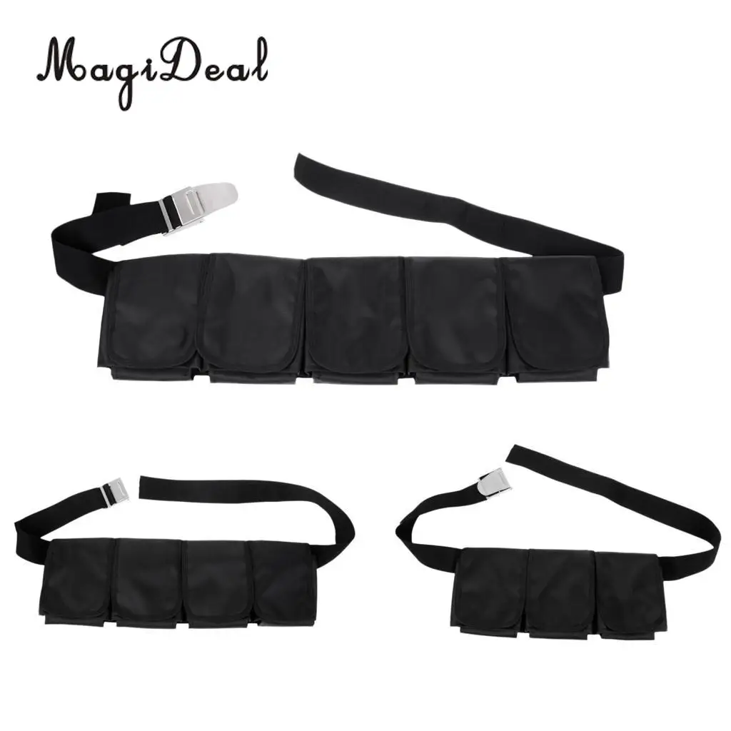 

MagiDeal Adjustable Scuba Diving Dive Snorkeling 5/4/3 Pocket Weight Belt Gear Equipment & Buckle for Swimming Replacement Acce