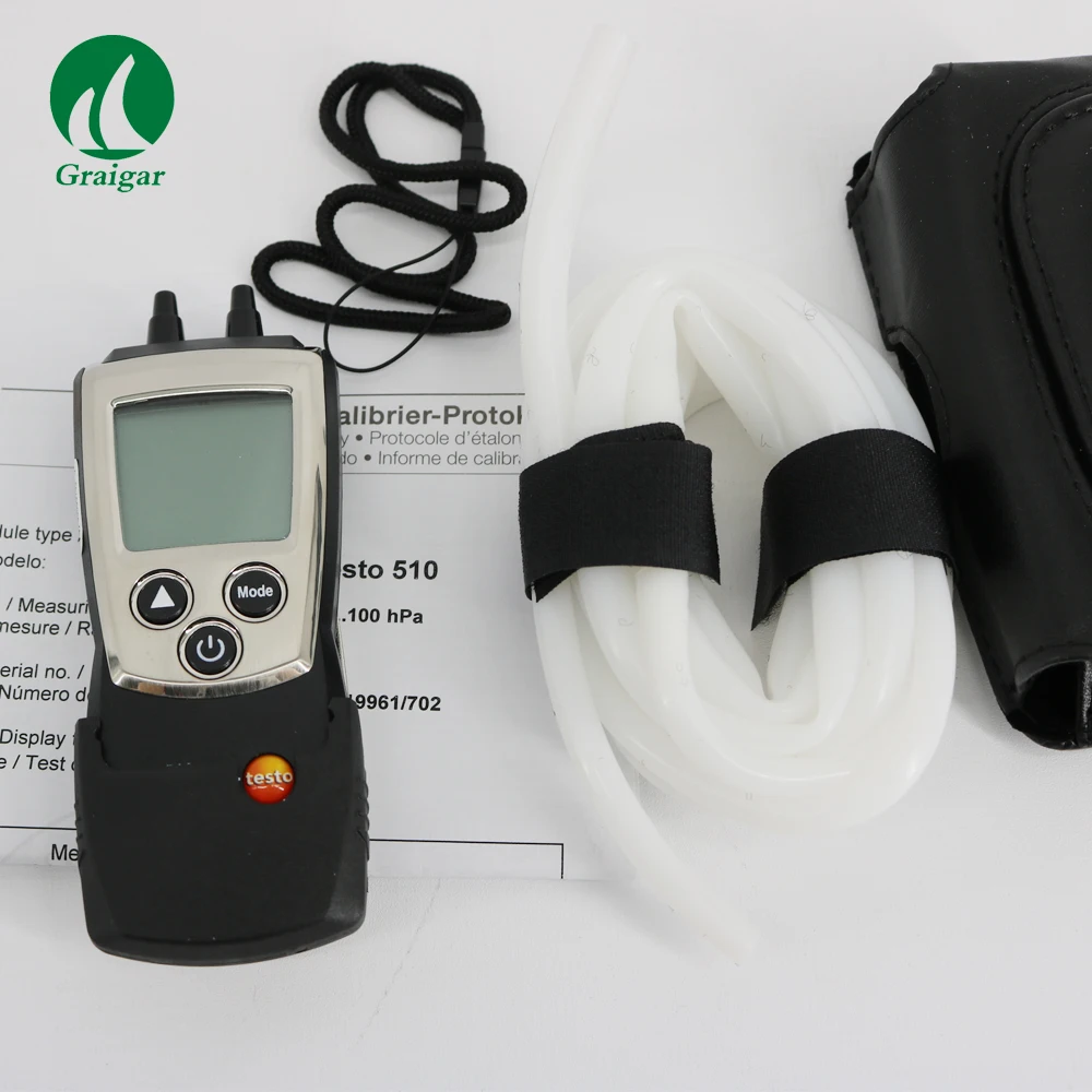 

Testo 510 Digital Pressure Meter Manometer Flow velocity measurement with Pitot tube