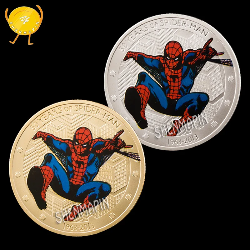 

Spider Man Commemorative Coin Super Heroes Science Fiction Movies Coins Collectibles Children's Animation Cartoon Birthday Gifts