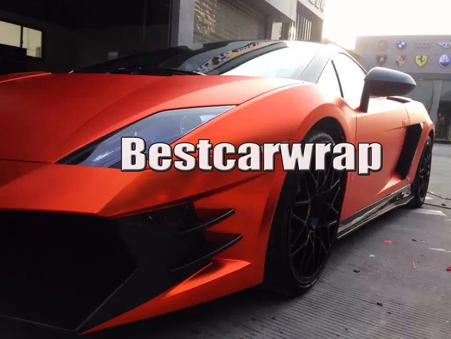 ORANGE MATTE CHROME SATIN CAR WRAPPING FILM WITH AIR FREE graphics apa vivid wrap foile stickers (3)