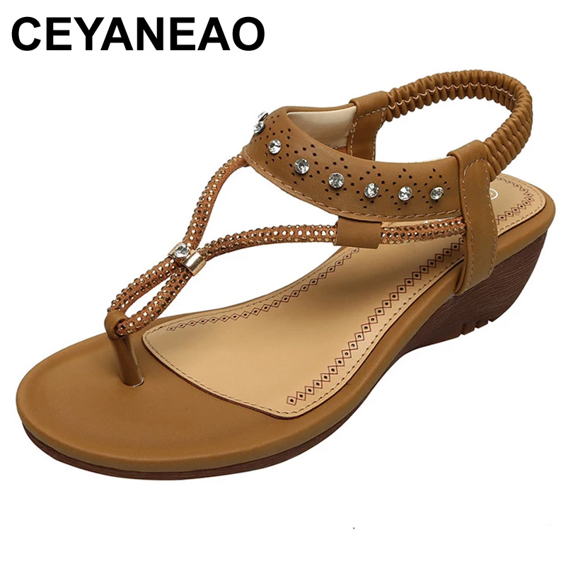 CEYANEAO/Летняя обувь Женские босоножки на плоской платформе Высокий каблук