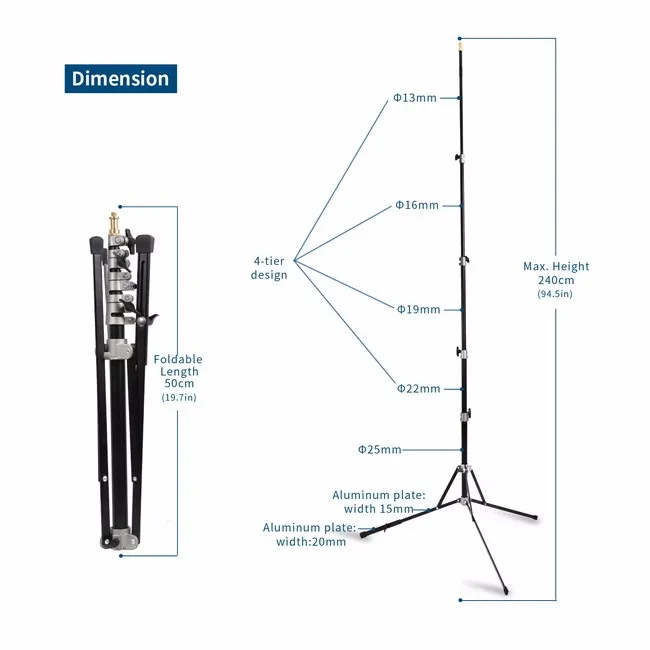 240 см светильник для фотостудии стенд для фотостудии алюминиевый обратный складной фотографический светильник штатив