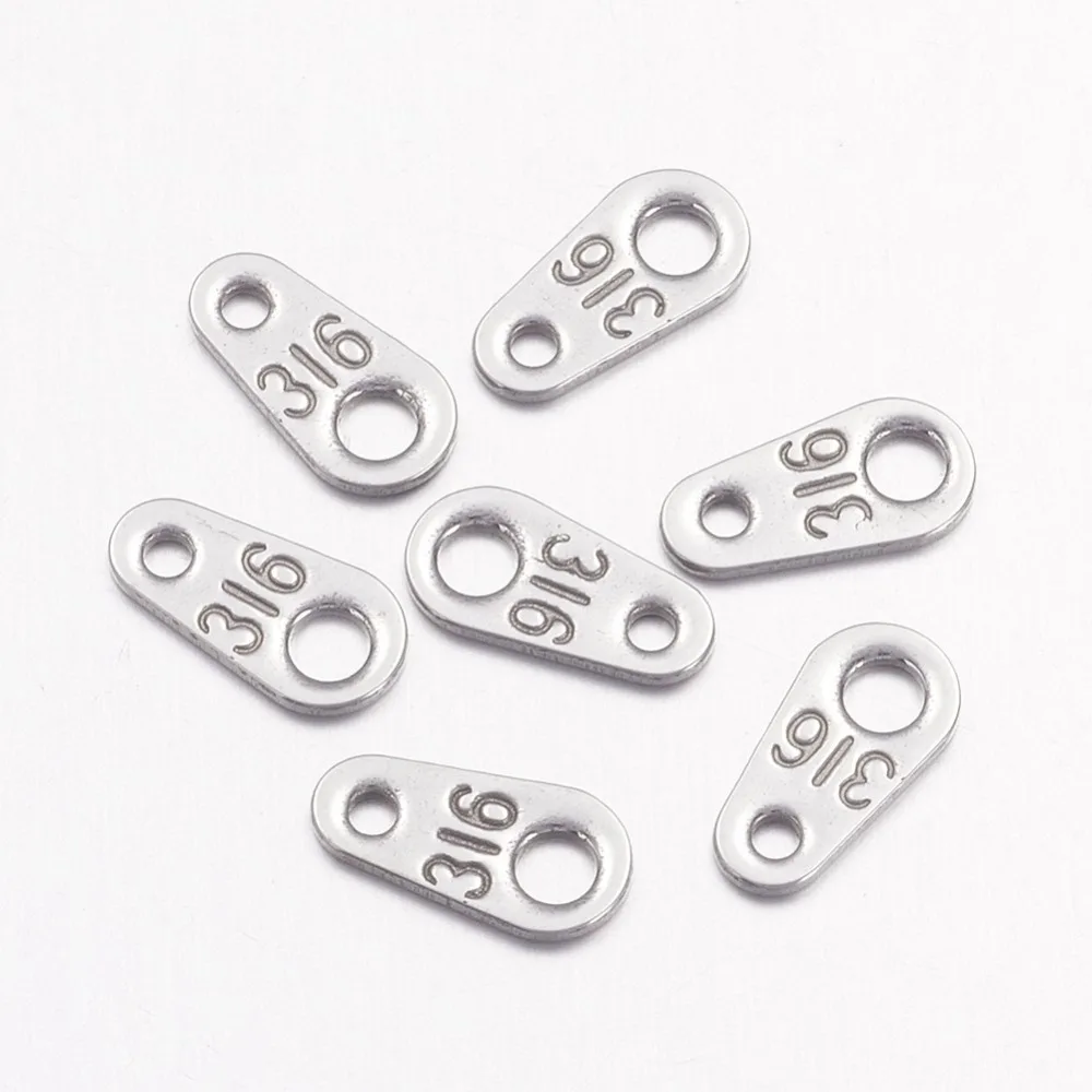 304 Stainless Steel Chain Tabs, 8x4mm, hole 1mmin Jewelry Findings